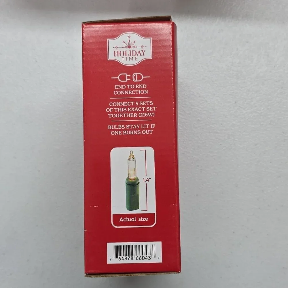 Holiday Time 100 Clear Mini Lights In/Outdoor 21 Ft Green Cord Wedding Party NIB